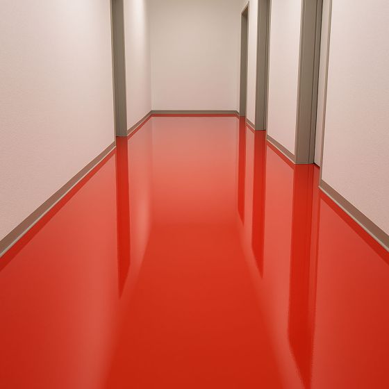 Résine Epoxy Sol, autolissante - REVEPOXY AL AUTOLISSANT - Mise en situation - Rouge signalisation