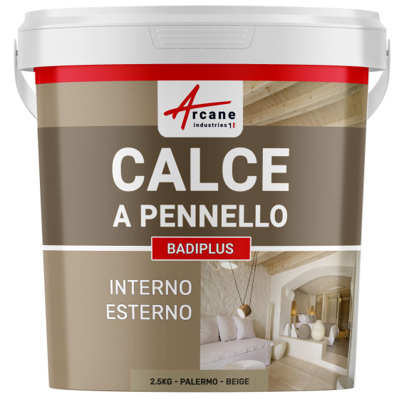 Calce a Pennello Beige per Muri Interni e Facciate Esterne - BADIPLUS Palermo - Beige - 2.5 kg  12.5 m²