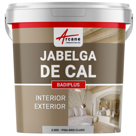 Jabelga de Cal Gris para Muro Interior y Fachada Exterior - BADIPLUS Pisa Gris Claro - 2.5 kg 12.5 m²