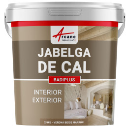 Jabelga de Cal Beige para Pared Interior y Fachada Exterior - BADIPLUS Verona - Beige Marrón - 2.5 kg 12.5 m²