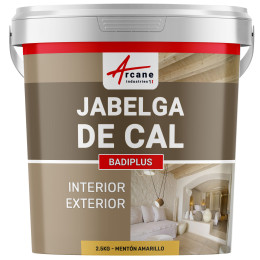 Jabelga de Cal Amarillo para Pared Interior y Fachada Exterior - BADIPLUS Mentón Amarillo - 2.5 kg 12.5 m²