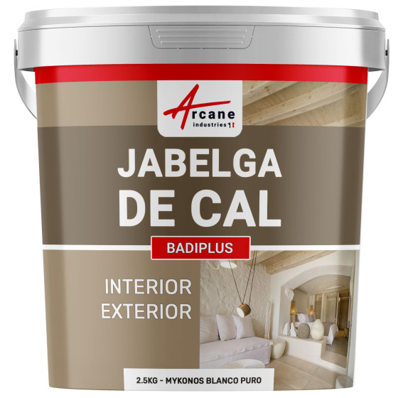 Jabelga de Cal Blanco para Muro Interior y Fachada Exterior - BADIPLUS 2.5 kg 12.5 m² - Miconos Blanco Puro