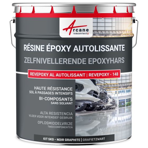 Epoxyhars voor vloeren. zelfnivellerend - REVEPOXY -148 5 kg - Kleur:Grafietzwart - RAL 9011