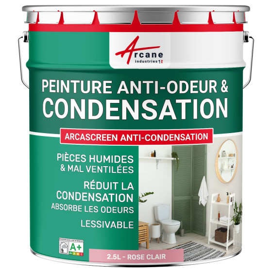 Peinture anti-condensation. anti-odeurs pièce humide : ARCASCREEN ANTI-CONDENSATION 2.5 L - Rose Clair - RAL 3015