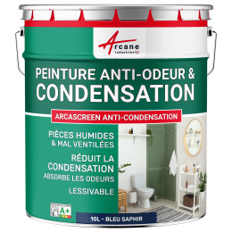 Peinture bleue anti-condensation. anti-odeurs  pièce humide : ARCASCREEN ANTI-CONDENSATION 10 L - Bleu saphir - RAL 5003