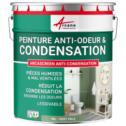 Peinture verte anti-condensation. anti-odeurs  pièce humide : ARCASCREEN ANTI-CONDENSATION 10 L - Vert Pâle - RAL 6021