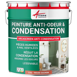 Peinture rouge anti-condensation. anti-odeurs  pièce humide : ARCASCREEN ANTI-CONDENSATION 2.5 L - Rouge saumon - RAL 3022