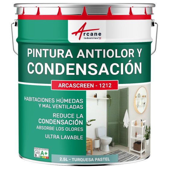 Pintura anti-condensación. anti-olores para habitaciones húmedas: ARCASCREEN - 1212 2.5 L - Turquesa Pastel - RAL 6034