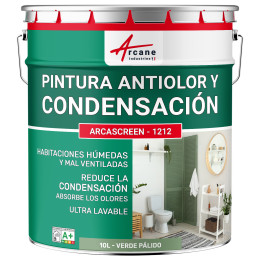 Pintura verde anti-condensación. anti-olores espacios húmedos: ARCASCREEN - 1212 10 L - Verde Pálido - RAL 6021