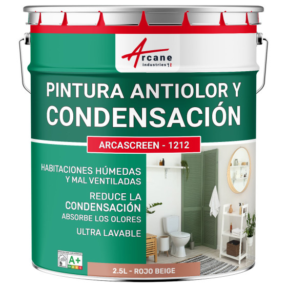Pintura roja anti-condensación. anti-olores habitaciones húmedas: ARCASCREEN - 1212 2.5 L - Rojo beige - RAL 3012
