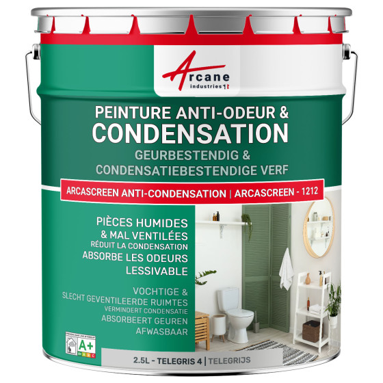 Anti-condensatie. geur- en schimmelverf voor vochtige ruimtes: ARCASCREEN -1212 Telegrijs 4 - RAL 7047 - 2.5 L