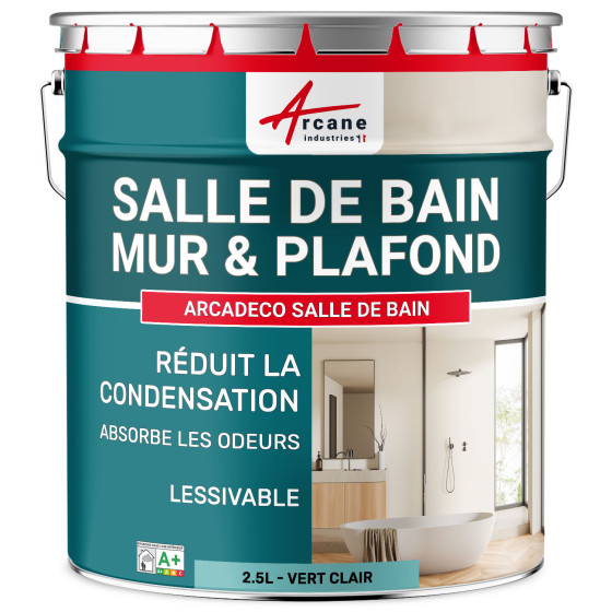 Peinture salle de bains mur et plafond :ARCADÉCO SALLE DE BAIN 2.5 L - Vert clair - RAL 6027