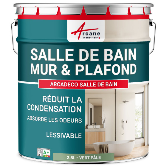 Peinture salle de bains mur et plafond :ARCADÉCO SALLE DE BAIN 2.5 L - Vert Pâle - RAL 6021