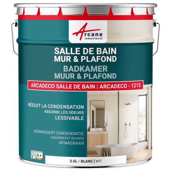 Badkamerverf. voor muren en plafonds: ARCADECO -1215 Wit - 2.5 L