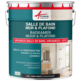 Badkamerverf. voor muren en plafonds: ARCADECO -1215 2.5 L - Donkerzwart - RAL 9005