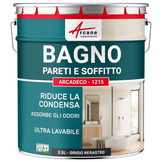 Pittura per bagno Nera muro e soffitto: ARCADECO SALLE DE BA.5 L - Grigio Nerastro - RAL 7021