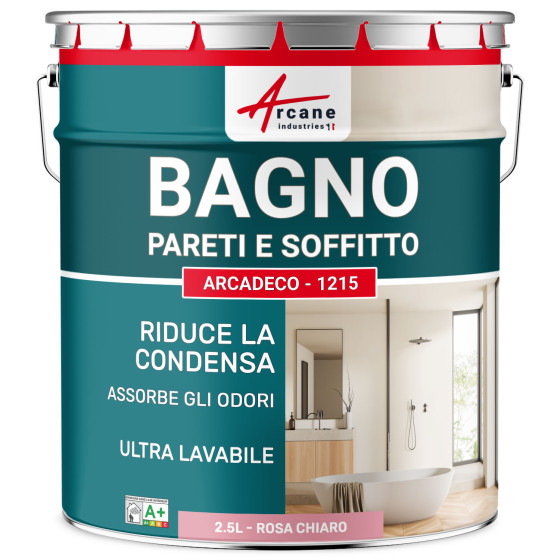 Vernice per bagno rosa per pareti e soffitto: ARCADECO - 1215 2.5 L - Rosa Chiaro - RAL 3015 Vernice per bagno rosa per pareti e soffitto: ARCADECO - 1215 2.5 L - Rosa Chiaro - RAL 3015