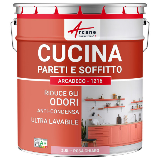 Pittura per cucina rosa lavabile. muro e soffitto: ARCADECO - 1216 2.5 L - Rosa Chiaro - RAL 3015