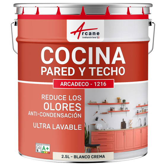 Pintura de cocina beige lavable. para pared y techo: ARCADECO - 1216 Blanco Crema - 2.5 L