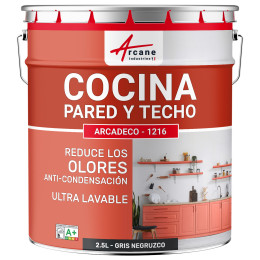 Pintura cocina negro lavable. pared y techo: ARCADECO - 1216 2.5 L - Gris Negruzco - RAL 7021