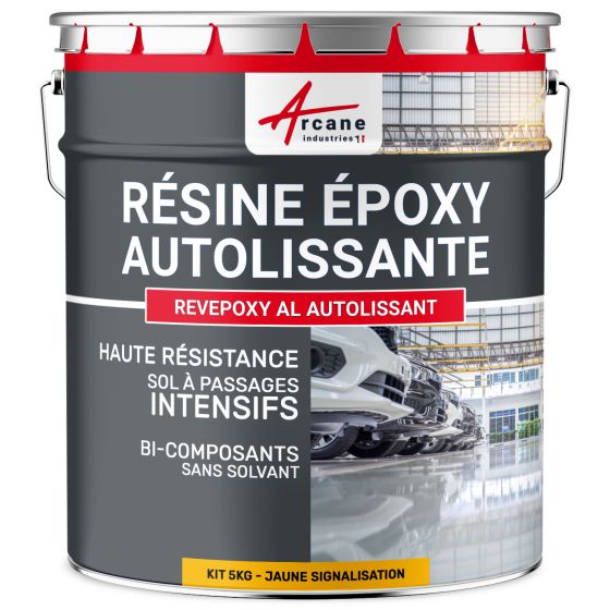 Résine Epoxy Sol, autolissante - REVEPOXY AL AUTOLISSANT 5 kg - Jaune Signalisation - RAL 1023 Résine Epoxy Sol, autolissante - REVEPOXY AL AUTOLISSANT 5 kg - Jaune Signalisation - RAL 1023