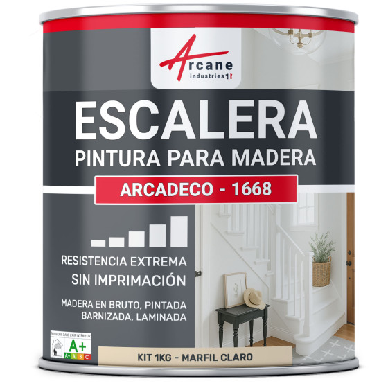 Pintura para escalera de madera - ARCADÉCO - 1668 1 kg - Marfil Claro - RAL 1015 Pintura para escalera de madera - ARCADÉCO - 1668 1 kg - Marfil Claro - RAL 1015