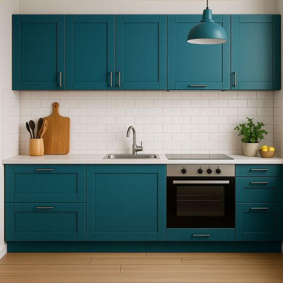 Peinture pour Meuble de Cuisine, plan de travail et Salle de Bain - ARCAPOXY MEUBLE - Mise en situation - Bleu d'eau