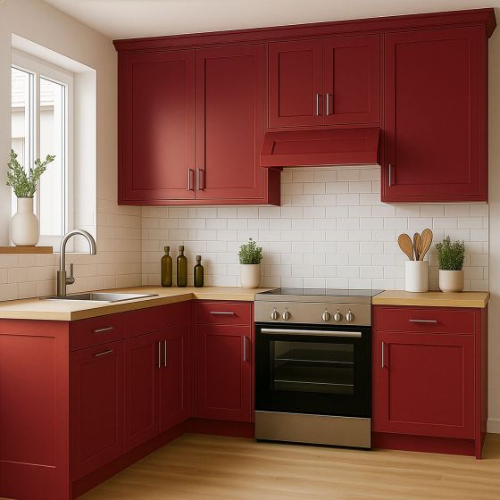 Peinture meuble Rouge Cuisine, plan de travail et Salle de Bain - ARCAPOXY MEUBLE - Mise en situation - Rouge Tomate Peinture meuble Rouge Cuisine, plan de travail et Salle de Bain - ARCAPOXY MEUBLE - Mise en situation - Rouge Tomate