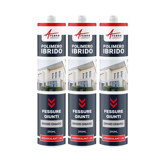 Sigillante poliuretanico. Mastice sigillante per fessure e giunti - ARCASEALANT Grigio Chiaro - 290 ml x 3