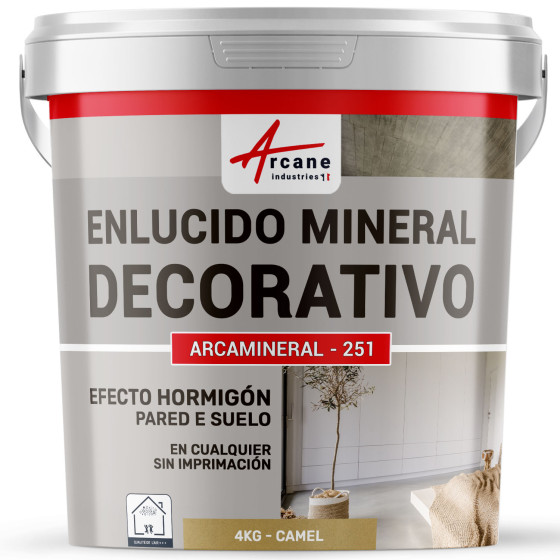 ARCAMINERAL - 251 COLOREADO ASPECTO HORMIGÓN - revestimiento decorativo para paredes y suelos 4 kg - Camello