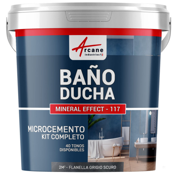 Kit Microcemento para Baño: Revestimiento impermeable Franela Gris Oscuro - 2 m² (en 2 capas)