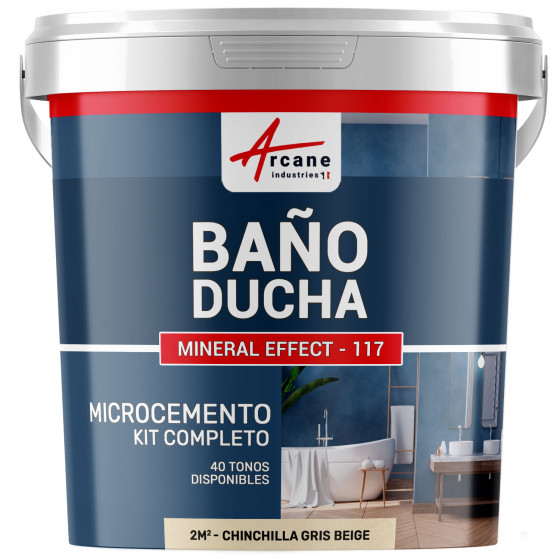 Kit Microcemento para Baño: Revestimiento impermeable Chinchilla Gris Beige - 2 m² (en 2 capas)