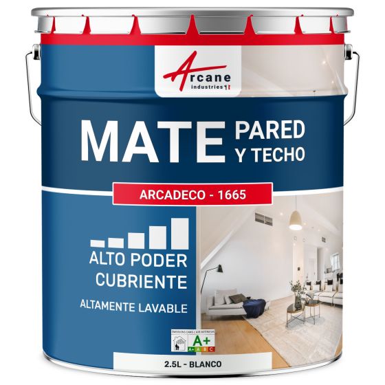 Pintura mural acrílica mate blanca: ARCADÉCO - 1665 Blanco - 2.5 L