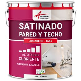 Pintura mural acrílica satinada blanca: ARCADECO - 1664 Blanco - 2.5 L