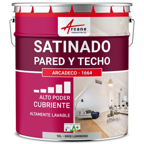 Pintura mural acrílica satinada gris: ARCADECO - 1664 2.5 L - Gris Claro - RAL 7035