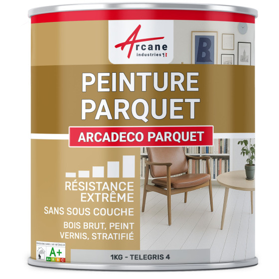 Peinture parquet bois. sol stratifié : ARCADÉCO PARQUET 1 kg - Telegris 4 - RAL 7047