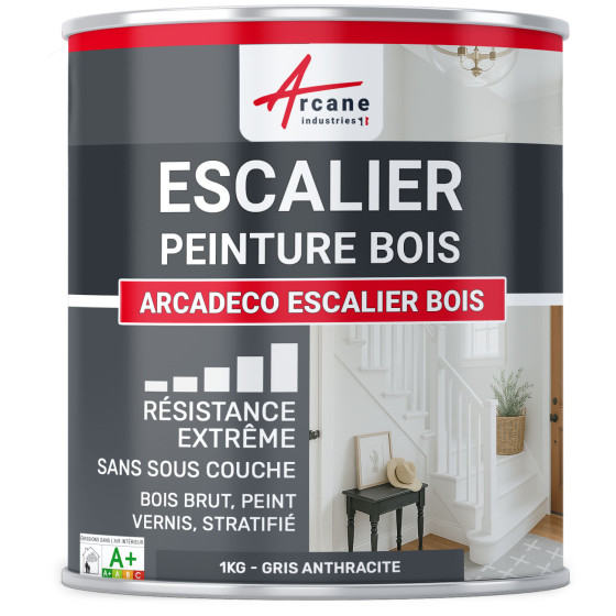 Peinture Escalier Bois : ARCADÉCO ESCALIER BOIS 1 kg - Gris Anthracite - RAL 7016