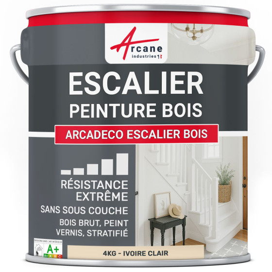 Peinture Escalier Bois : ARCADÉCO ESCALIER BOIS 4 kg - Ivoire Clair - RAL 1015