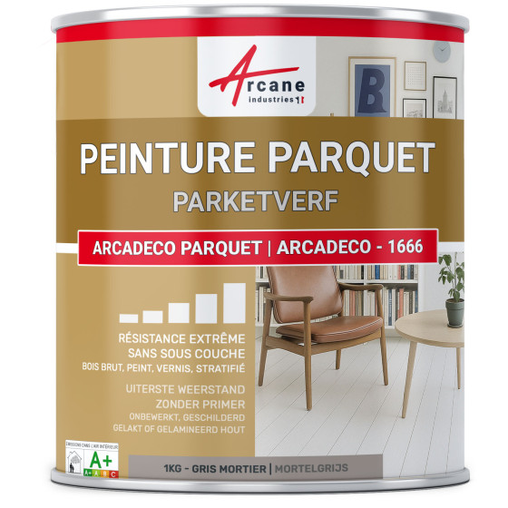 Verf voor houten parket. laminaatvloer: ARCADÉCO - 1666 1 kg - Mortelgrijs ? RAL 060 60 05