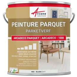 Verf voor houten parket. laminaatvloer: ARCADÉCO - 1666 Wit - 4 kg