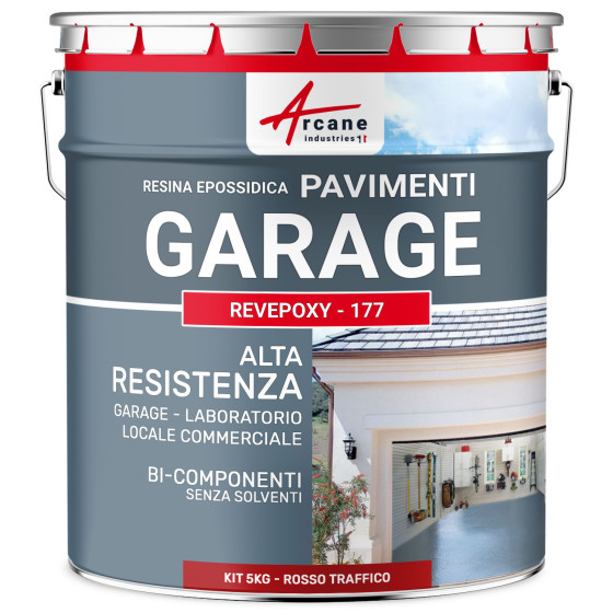 Resina  pavimenti di garage rossa - REVEPOXY - 177 5 kg 16 m²  - Rosso segnaletico - RAL 3020 Resina  pavimenti di garage rossa - REVEPOXY - 177 5 kg 16 m²  - Rosso segnaletico - RAL 3020