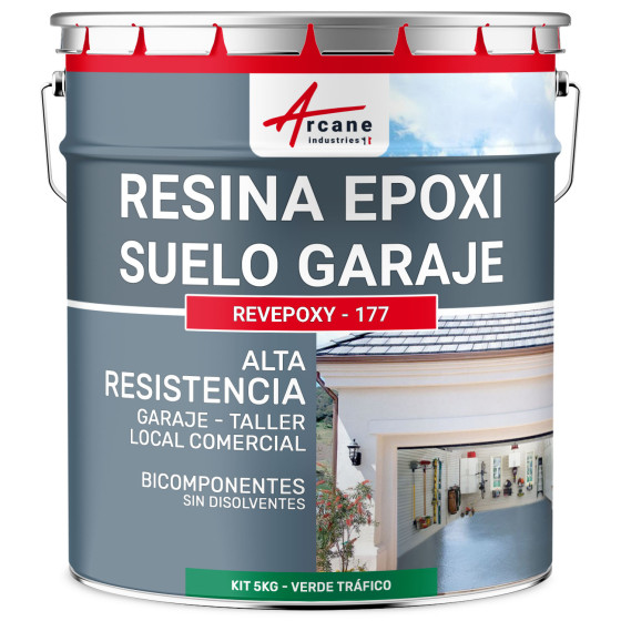 Resina suelo de garaje verde - Pintura epoxi suelo REVEPOXY - 177 5 kg 16 m²  - Verde señales - RAL 6024 Resina suelo de garaje verde - Pintura epoxi suelo REVEPOXY - 177 5 kg 16 m²  - Verde señales - RAL 6024