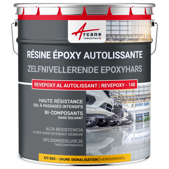 Epoxyhars voor vloeren. zelfnivellerend - REVEPOXY -148 5 kg - Verkeersgeel - RAL 1023