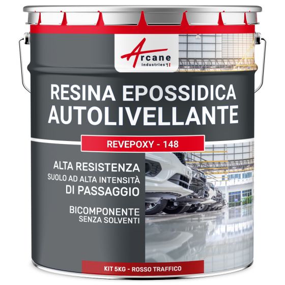 Resina Epossidica Rossa . autolivellante - REVEPOXY - 148 5 kg - Rosso segnaletico - RAL 3020