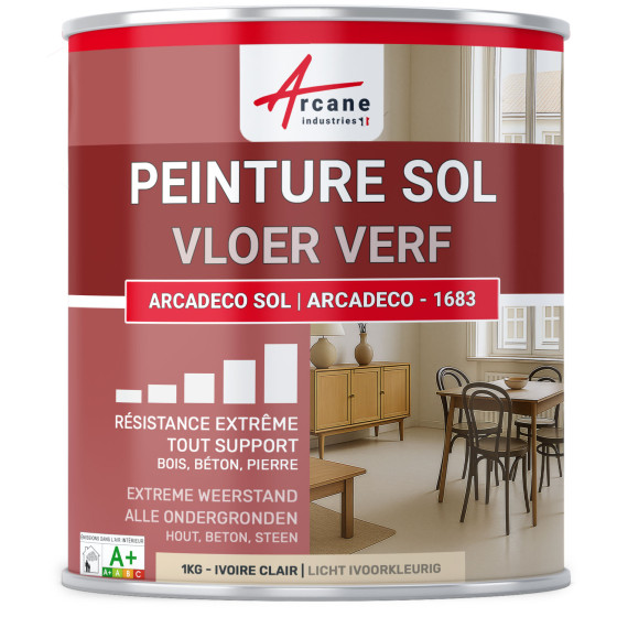 Polyurethaan Vloerverf. multisubstraat ARCADÉCO 1 kg - Licht ivoorkleurig- RAL 1015