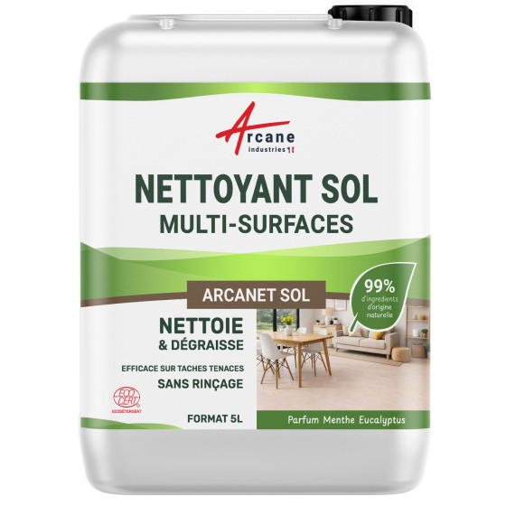 Nettoyant sol professionnel et naturel pour tous types de sol : ARCANET Sol | Certifié ECOCERT - 5 L