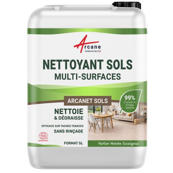 Nettoyant sol professionnel et naturel pour tous types de sol - ARCANET Sol - Certifié ECOCERT - 5 L