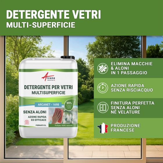 Detergente naturale per vetri: Arcanet - 1698 - Certificato ECOCERT