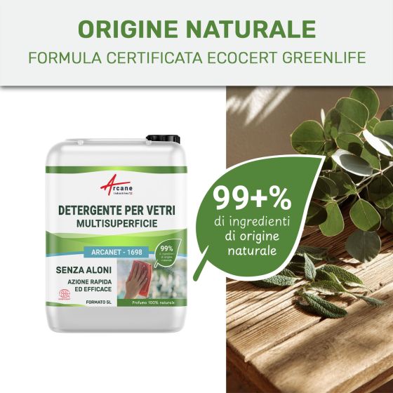 Detergente naturale per vetri: Arcanet - 1698 - Certificato ECOCERT