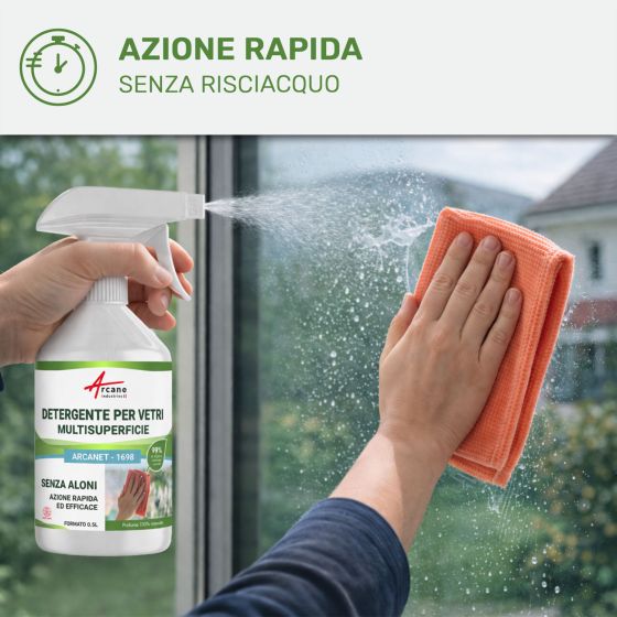 Detergente naturale per vetri: Arcanet - 1698 - Certificato ECOCERT